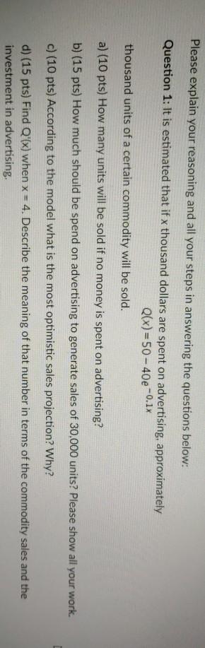 Solved Please explain your reasoning and all your steps in | Chegg.com