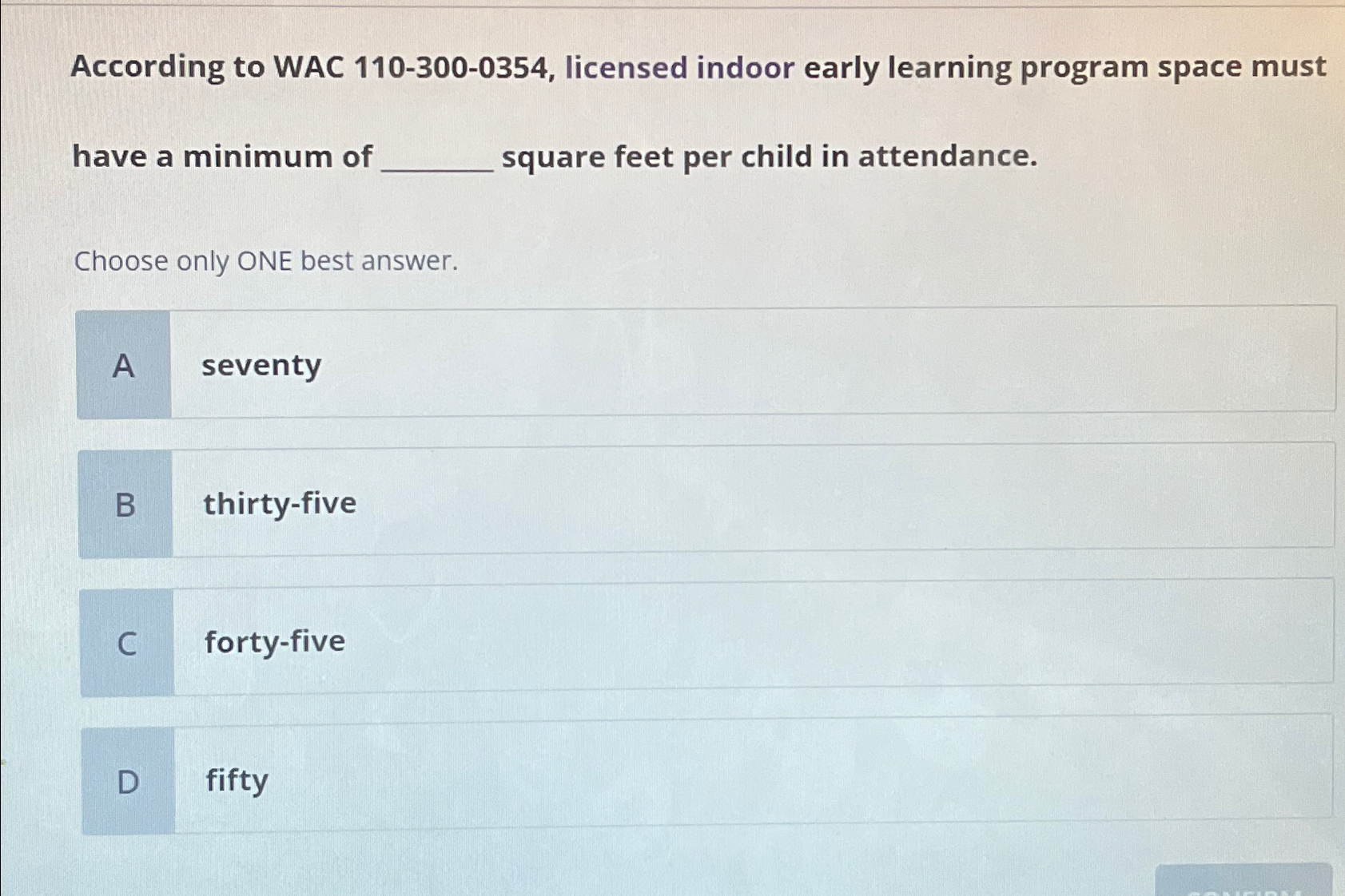 Solved According To WAC 110-300-0354, ﻿licensed Indoor Early | Chegg.com