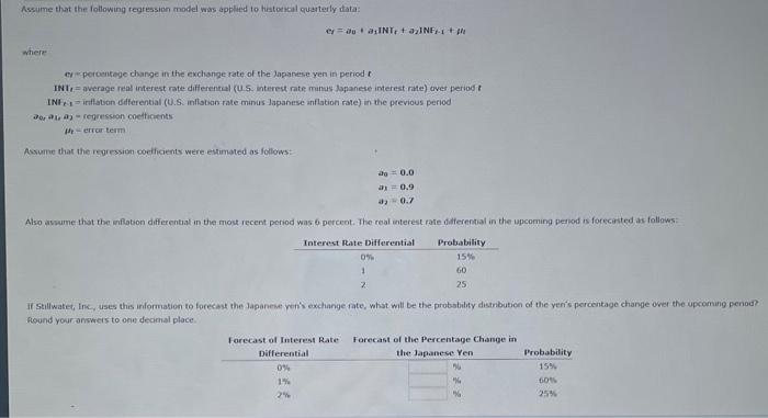 Solved er=e0+a1INTr+a2NNFt−1+mt er percentege change in the | Chegg.com