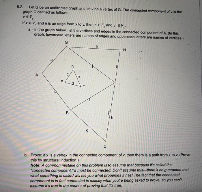 Solved 8.2. Let G be an undirected graph and let v be a | Chegg.com