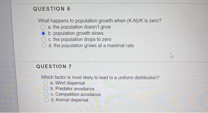 Solved QUESTION 6 What happens to population growth when | Chegg.com
