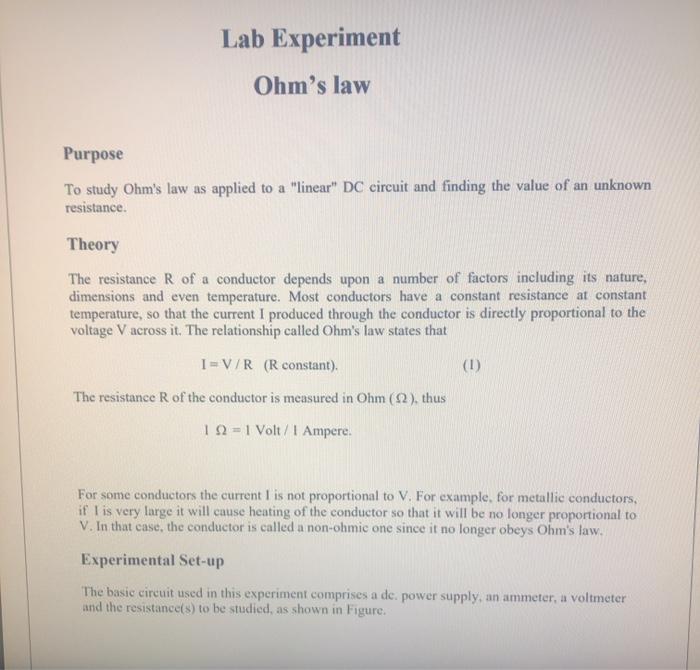 ohm's law lab experiment