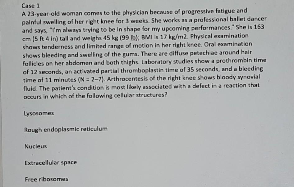 Solved Case 1A 23-year-old woman comes to the physician | Chegg.com