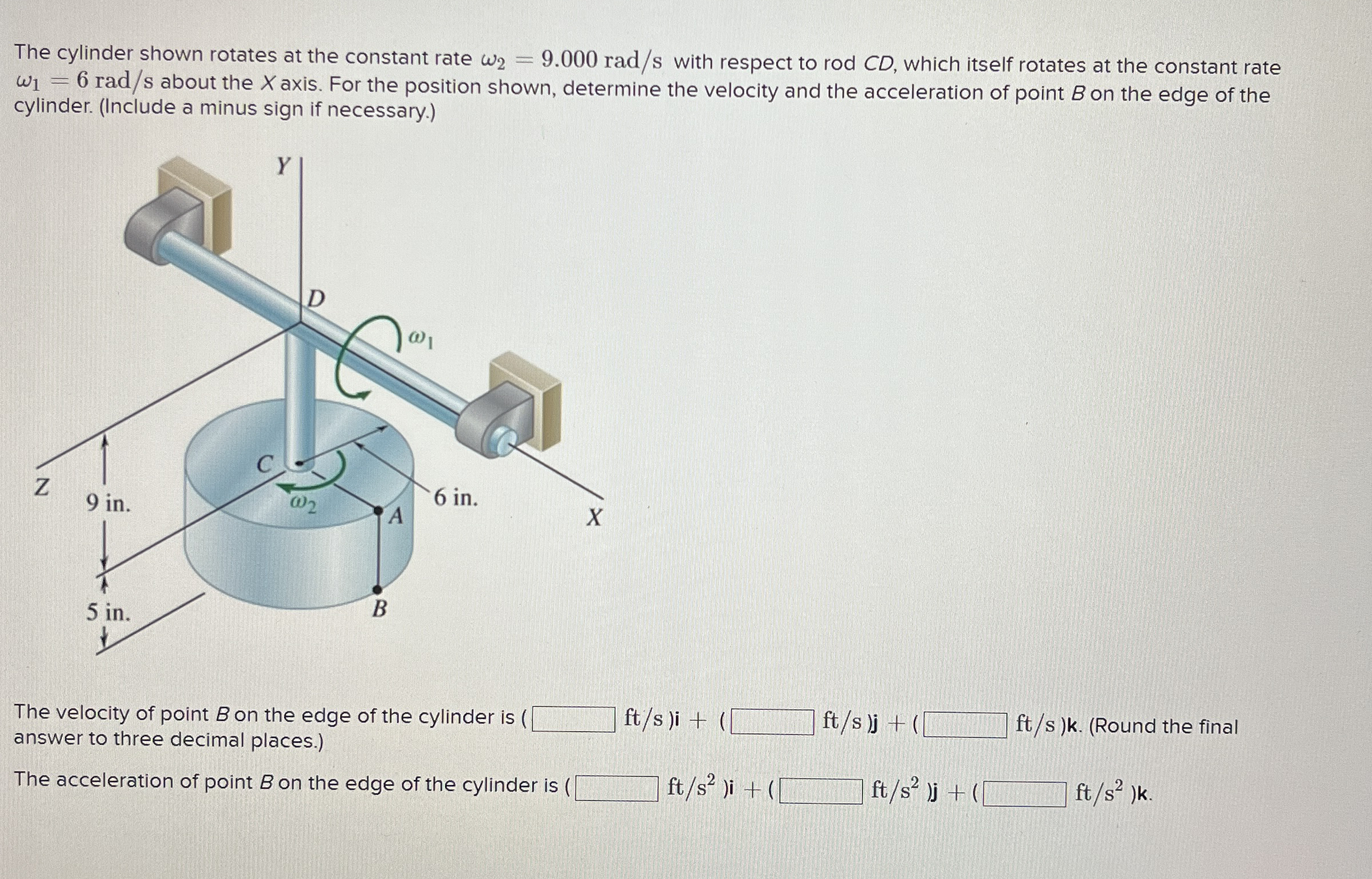 Solved The cylinder shown rotates at the constant rate | Chegg.com