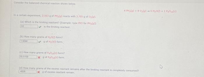 Solved Consider The Balanced Chenical Reaction Shown Below. 