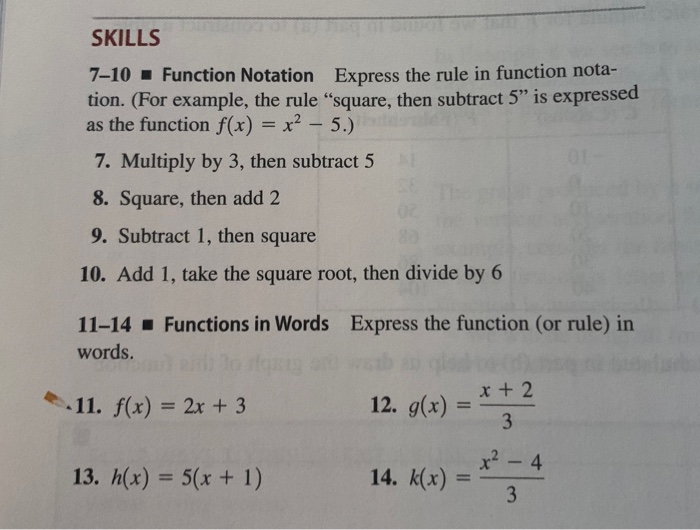 Solved Skills 7 10 Function Notation Express The Rule In Chegg Com