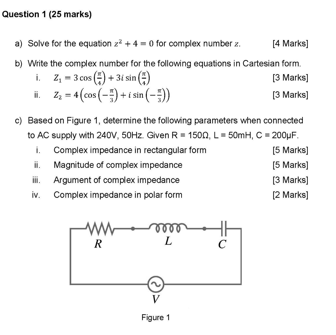 Solved Question 1 (25 ﻿marks)a) ﻿Solve for the equation