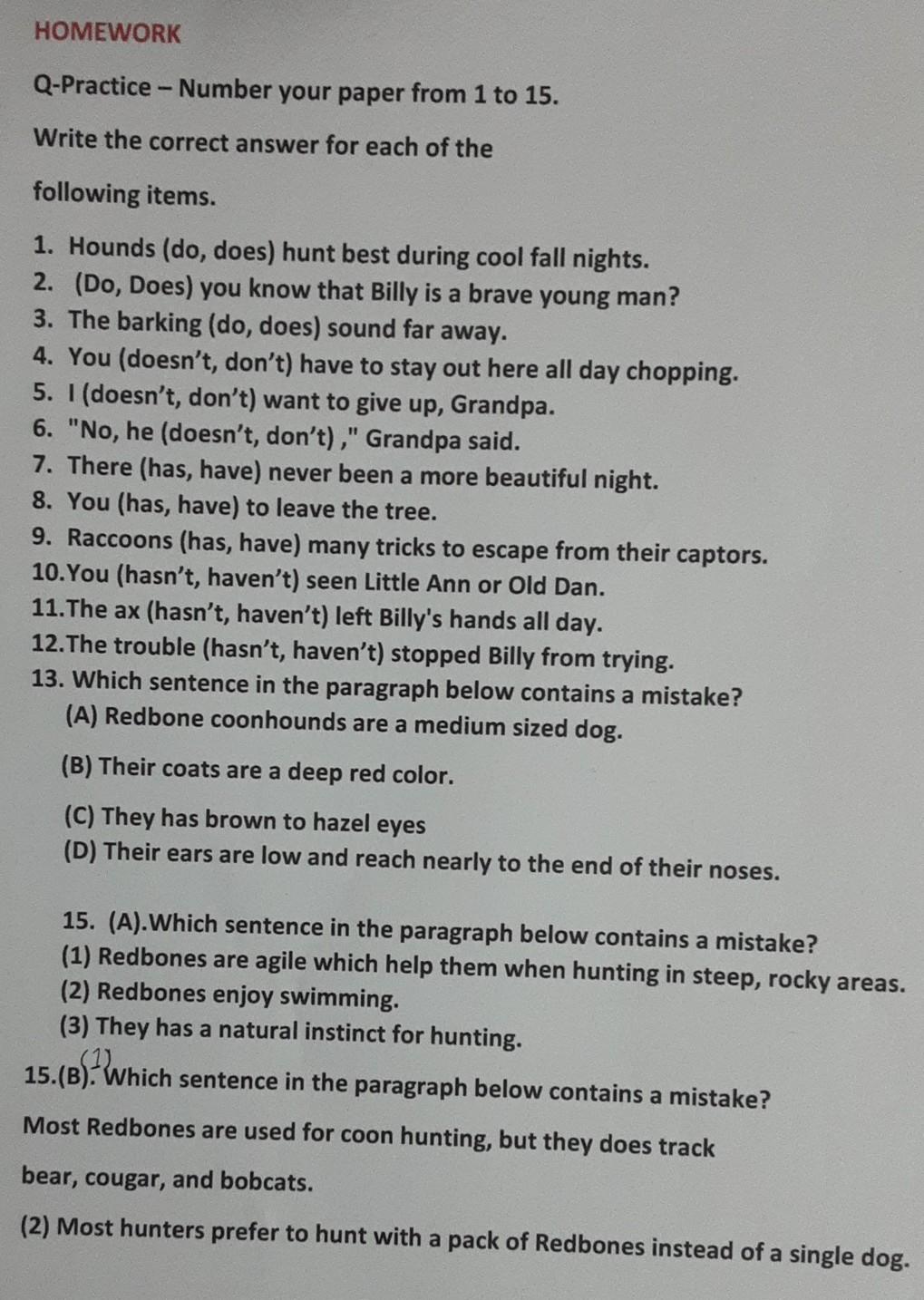 Solved HOMEWORK Q-Practice - Number your paper from 1 to 15. | Chegg.com