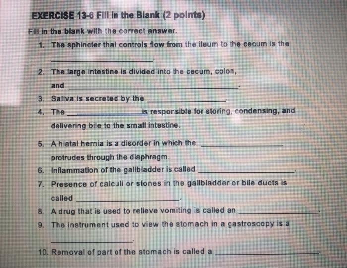 Solved EXERCISE 13-1 LABELING (3 points) Using the following | Chegg.com