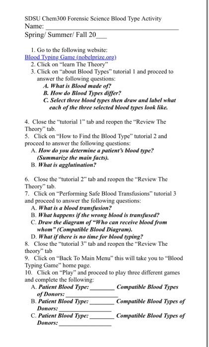 The Blood Typing Game - about blood groups, blood typing and blood  transfusions