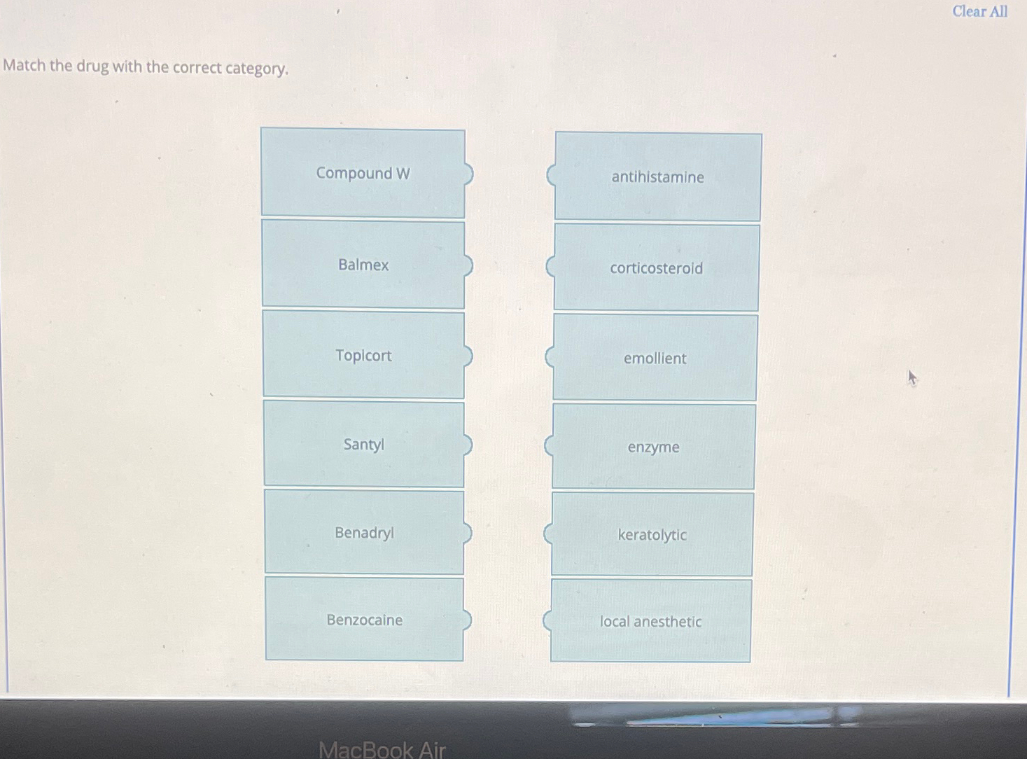 Solved Clear AllMatch the drug with the correct category. | Chegg.com
