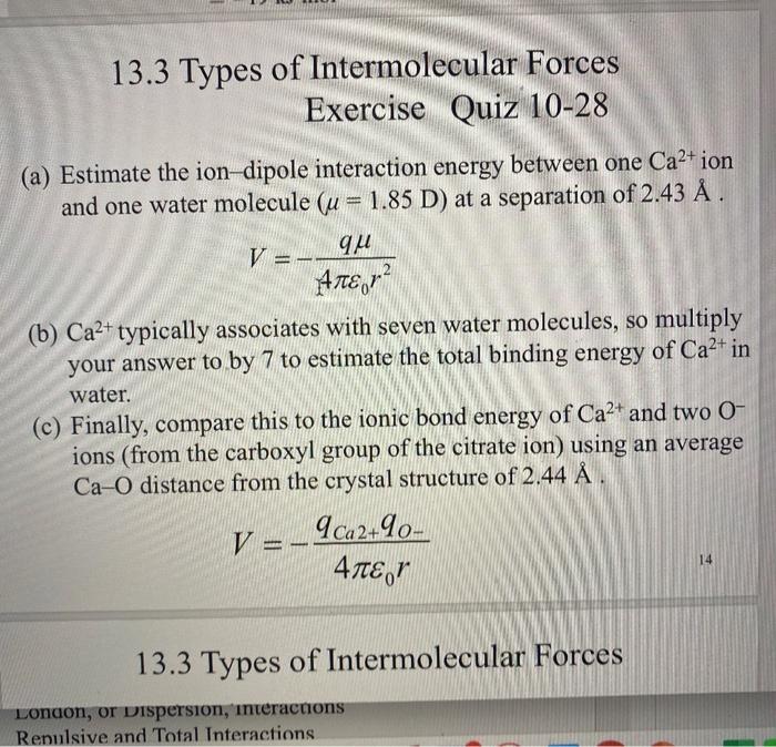 Solved 13 3 Types Of Intermolecular Forces Exercise Quiz Chegg Com