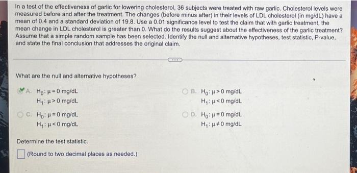 Solved B. Determine The Test Statisticc. Determine The | Chegg.com