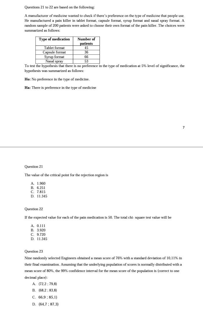 Solved Questions 16 To 19 Are Based On The Following: The | Chegg.com