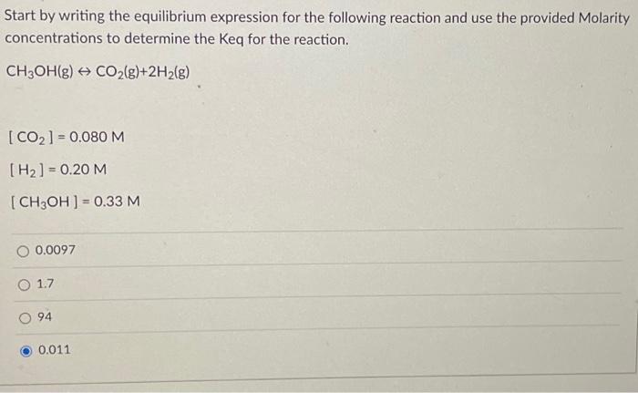 Solved Start by writing the equilibrium expression for the | Chegg.com