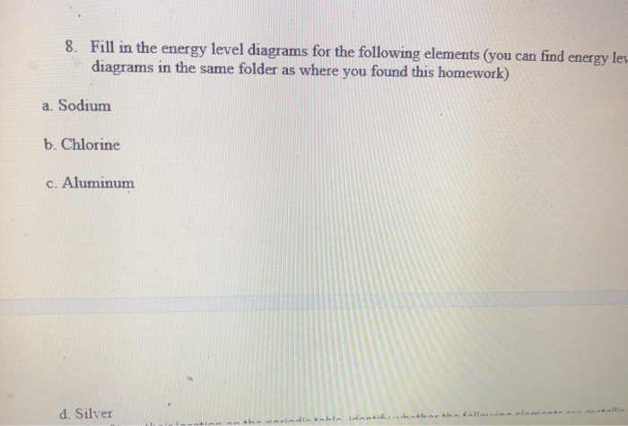 Solved 8. Fill in the energy level diagrams for the | Chegg.com