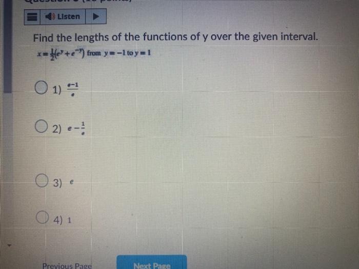 Solved Find the lengths of the functions of y over the given | Chegg.com