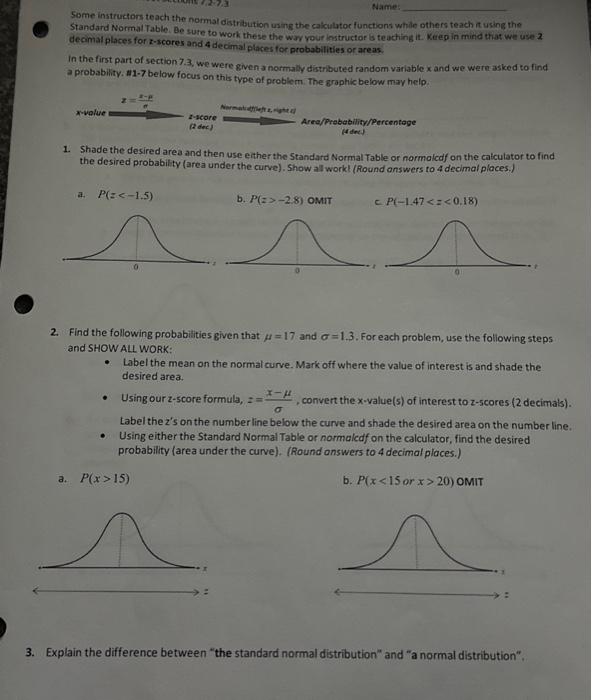Solved Pames Some instructors teach the normat distribution | Chegg.com