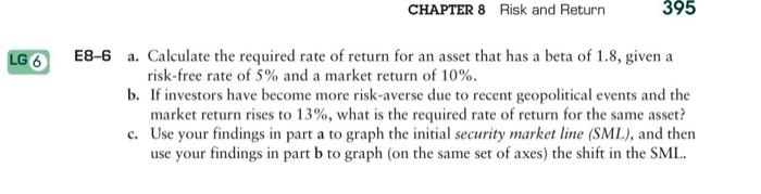 Solved CHAPTER 8 Risk and Return 395 LG 6 a. E8-6 a. | Chegg.com