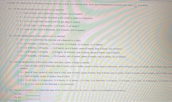 Solved Consider The Experiment Of Selecting A Playing Card | Chegg.com