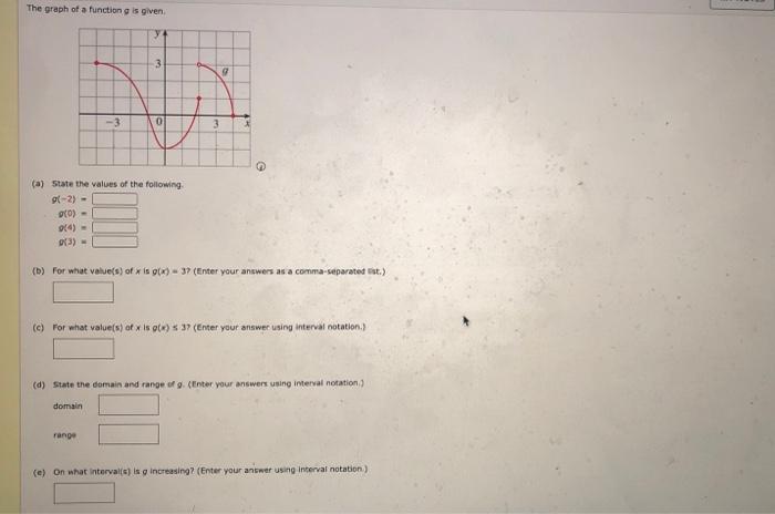 Solved The graph of a function is given y 3 9 0 3 (a) state | Chegg.com