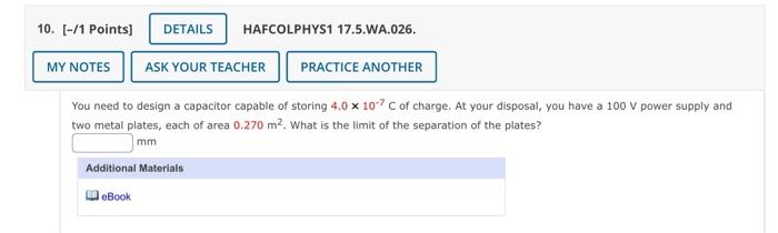 Solved You need to design a capacitor capable of storing | Chegg.com