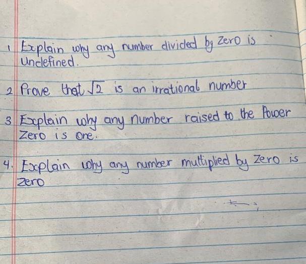 Solved 1. Explain why any number divided by zero is