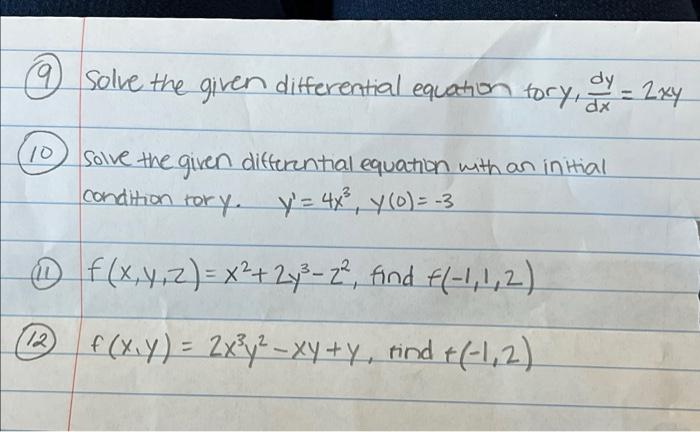 Solved (9) Solve the given differential equation tor | Chegg.com