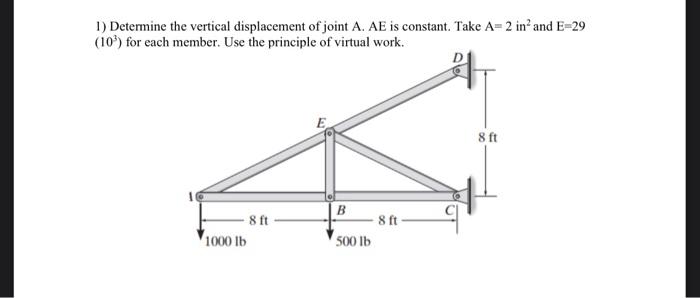 Solved 1) Determine the vertical displacement of joint A. AE | Chegg.com