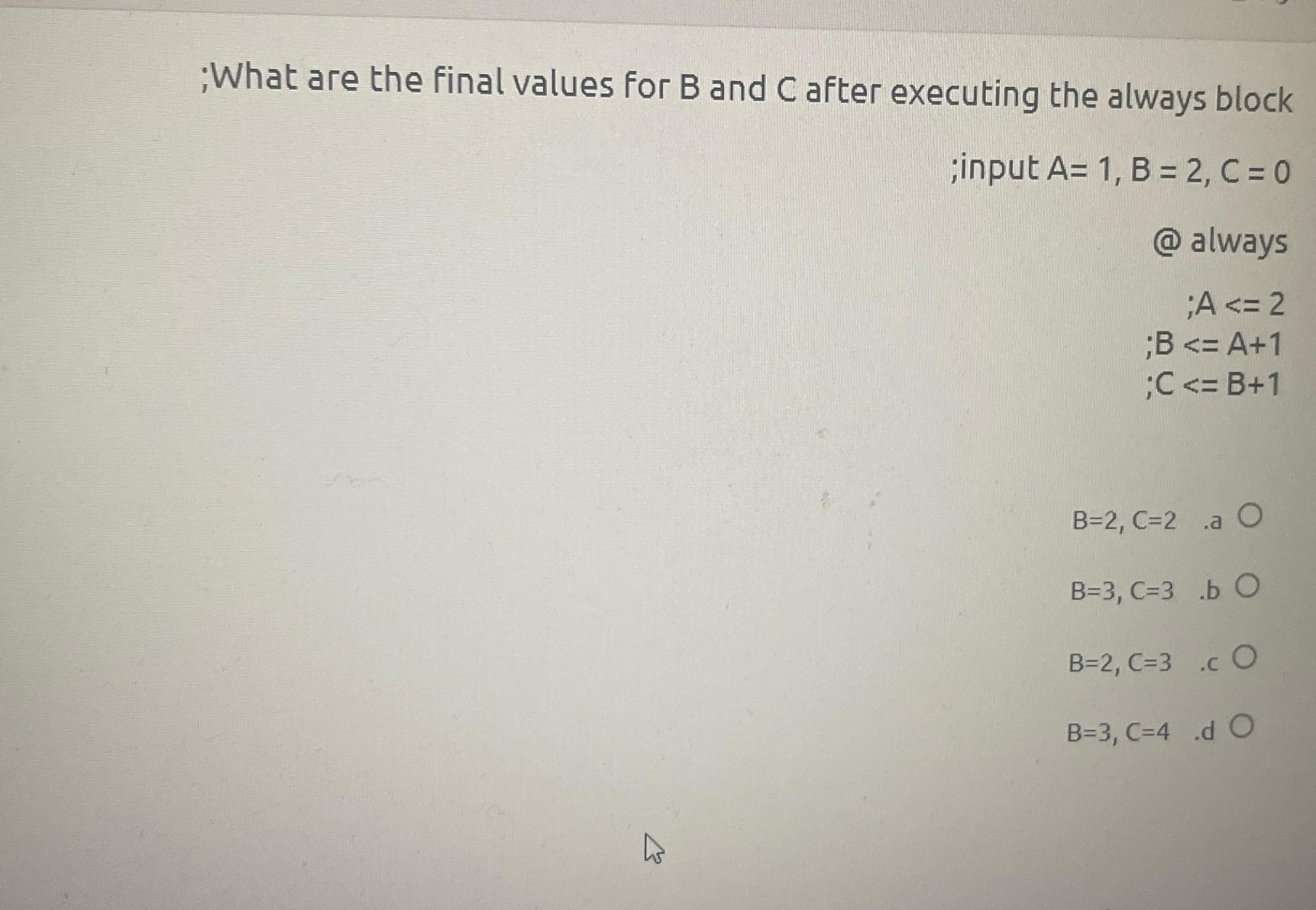 Solved ; What are the final values for B ﻿and C ﻿after | Chegg.com
