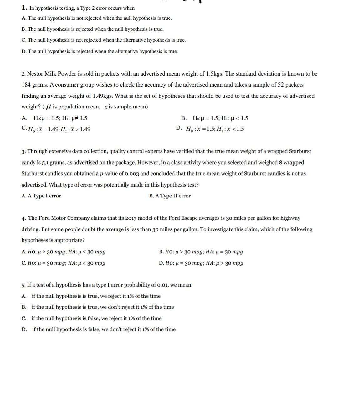 solved-1-in-hypothesis-testing-a-type-2-error-occurs-when-chegg