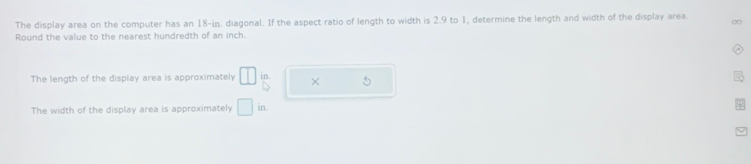 Solved The display area on the computer has an 18 -in. | Chegg.com