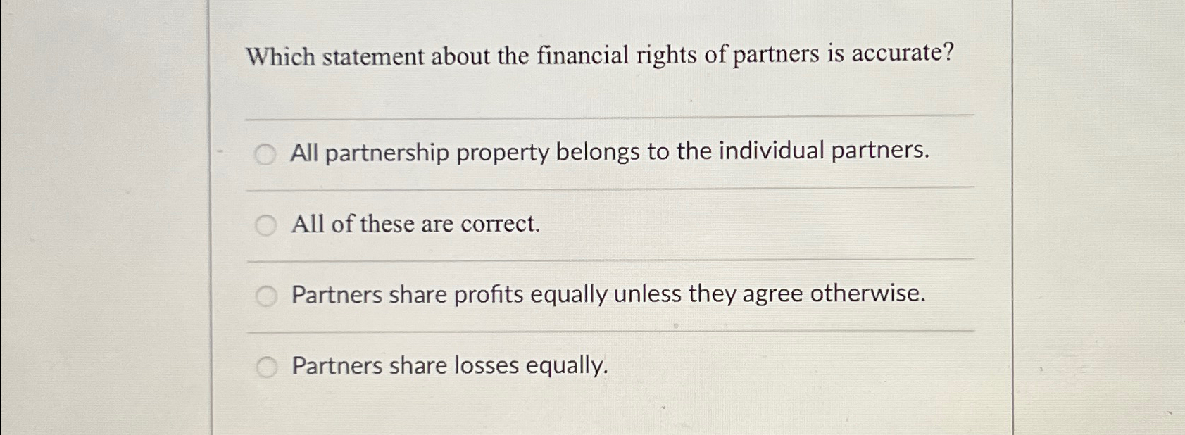 Solved Which statement about the financial rights of | Chegg.com