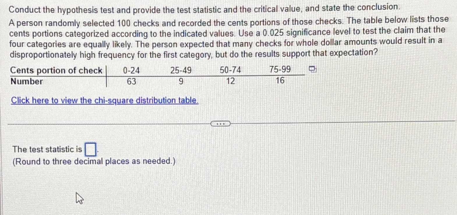 Solved Conduct the hypothesis test and provide the test | Chegg.com
