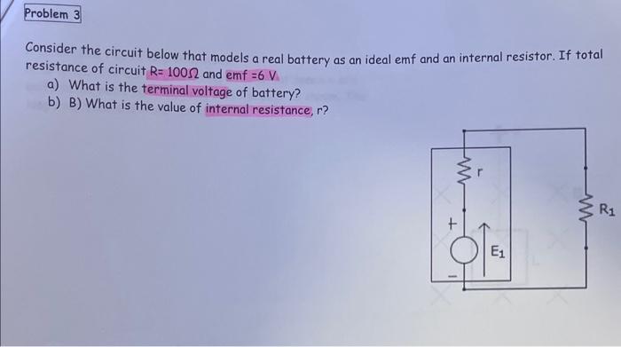 Solved Consider the circuit below that models a real battery | Chegg.com