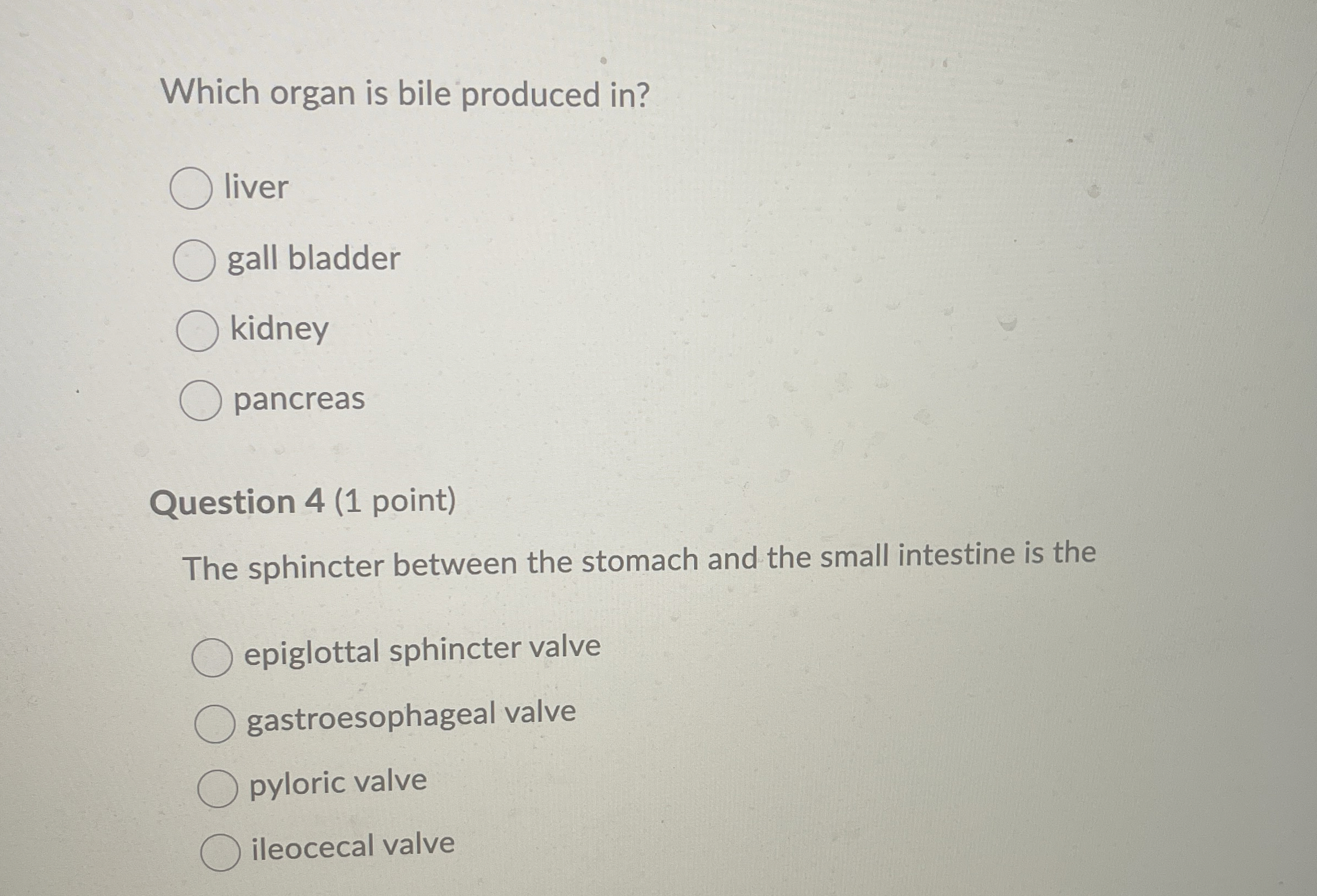 Solved Which organ is bile produced in?livergall