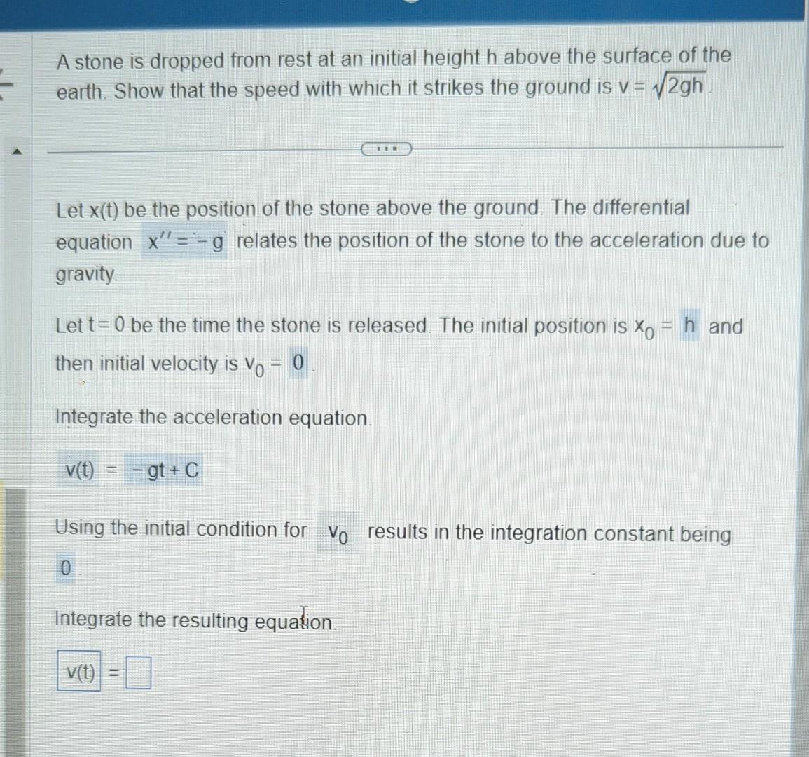 solved-a-stone-is-dropped-from-rest-at-an-initial-height-h-chegg