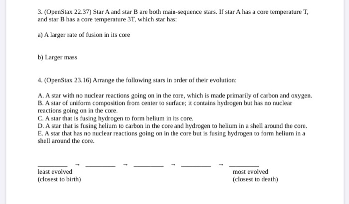 Solved 3. (OpenStax 22.37) Star A And Star B Are Both | Chegg.com