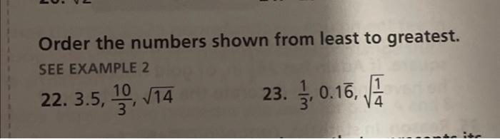 Solved Order the numbers shown from least to greatest. SEE | Chegg.com