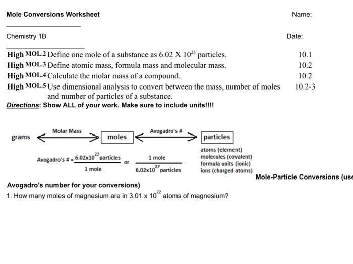 Mass mole 2024 particle conversions