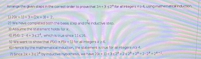 Solved Arrange the given steps in the correct order to prove | Chegg.com