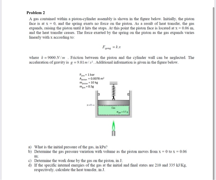 Solved Problem 2 A Gas Contained Within A Piston-cylinder | Chegg.com