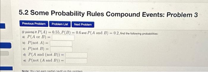 Solved 5.2 Some Probability Rules Compound Events: Problem 3 | Chegg.com