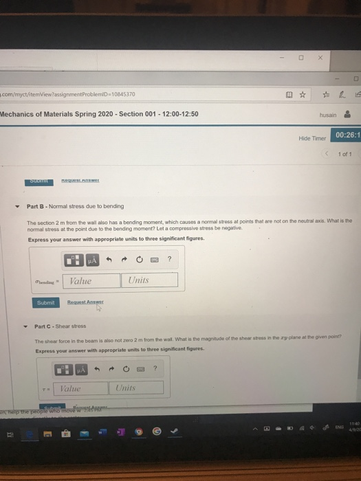 Solved Learning Goal: To calculate the normal and shear | Chegg.com