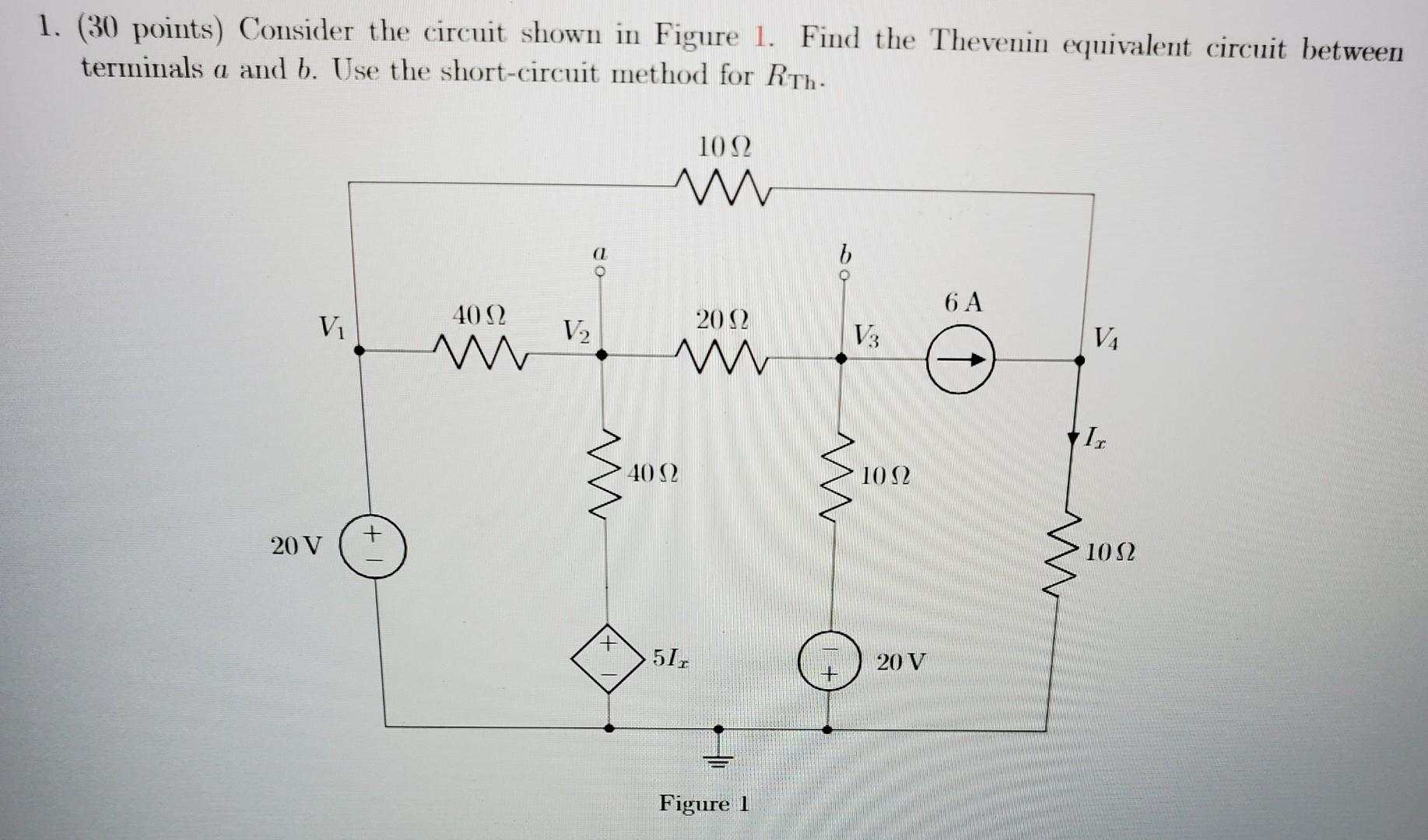 Solved 1. (30 points) Consider the circuit shown in Figure | Chegg.com