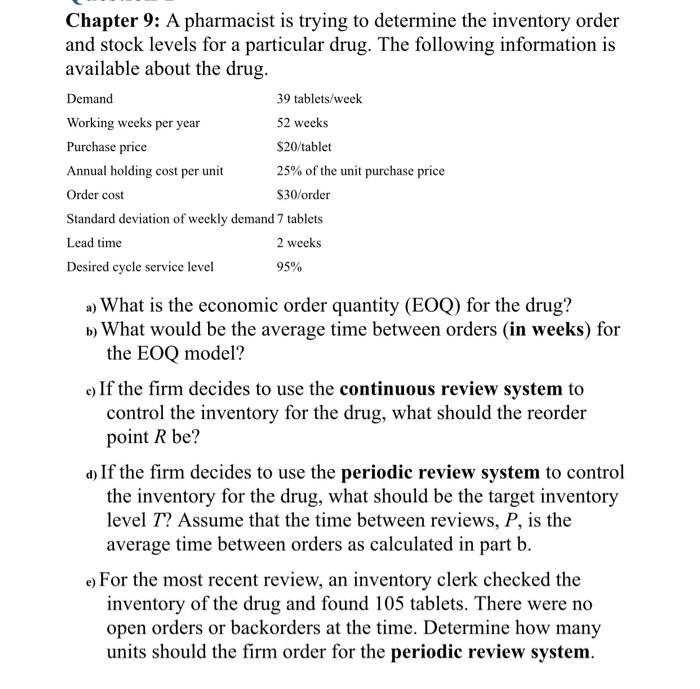 Solved Chapter 9: A Pharmacist Is Trying To Determine The | Chegg.com