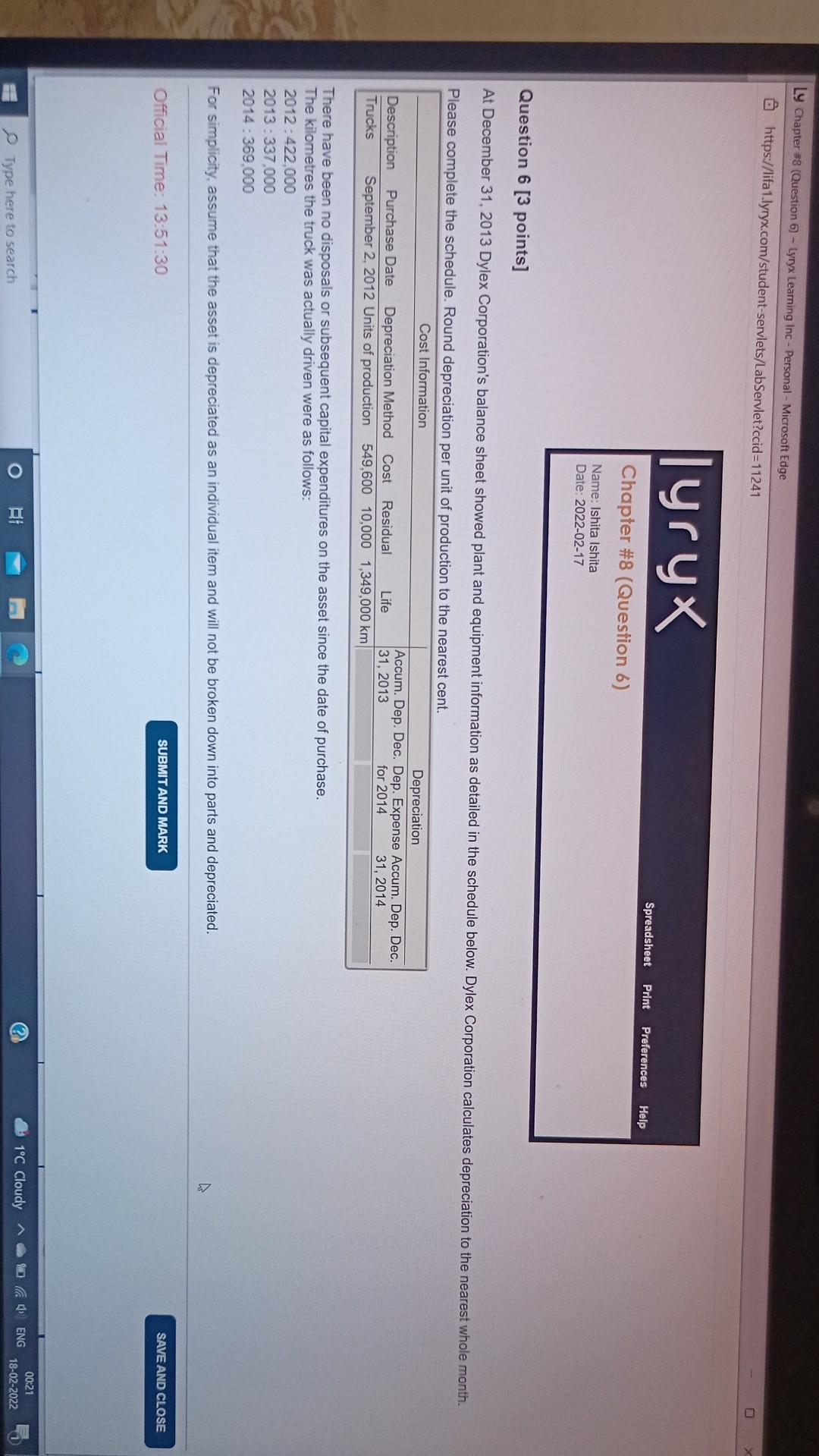 Solved Ly Chapter #8 (Question 6) - Lyryx Learning Inc - | Chegg.com