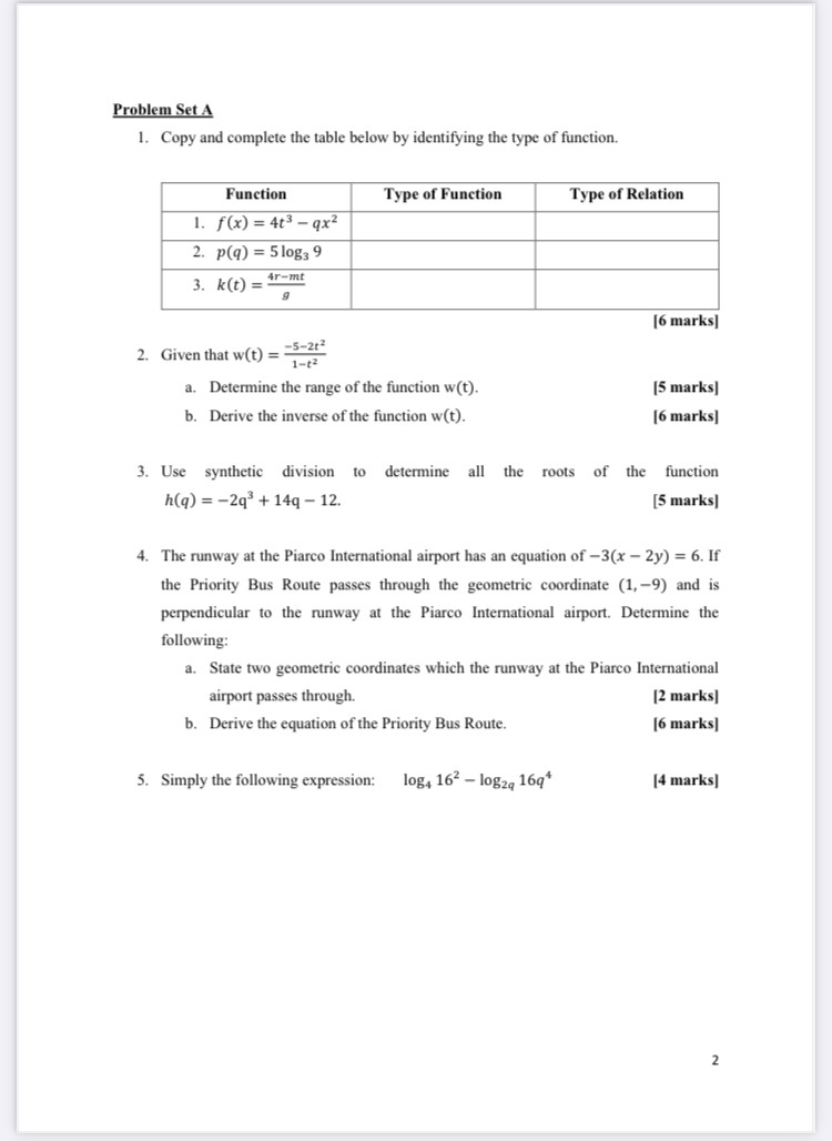 Problem Set ACopy and complete the table below by | Chegg.com