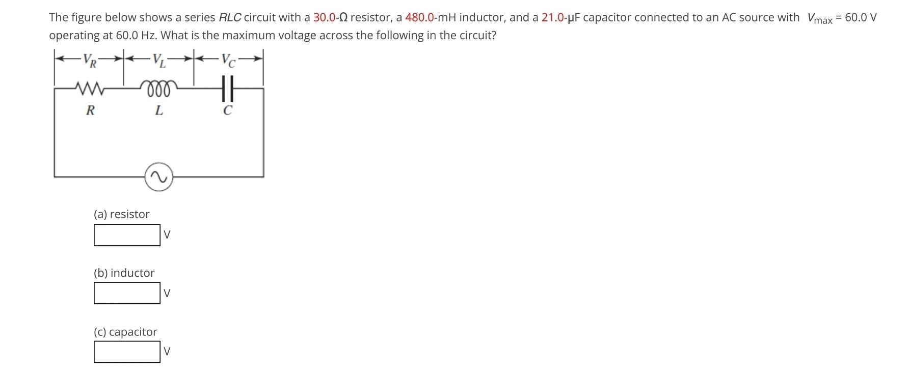 Solved The Figure Below Shows A Series RLC Circuit With A | Chegg.com