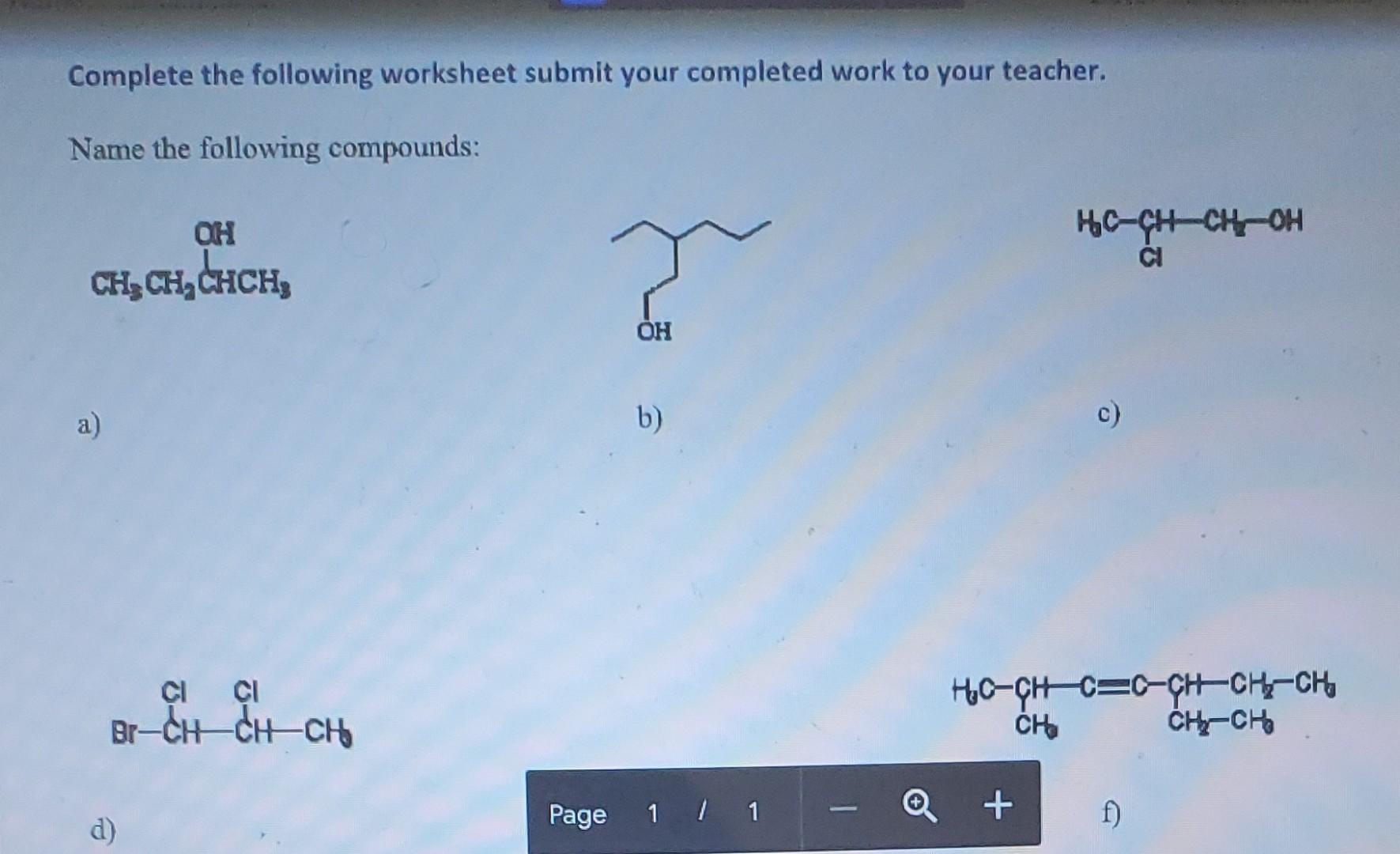 Solved Complete the following worksheet submit your | Chegg.com